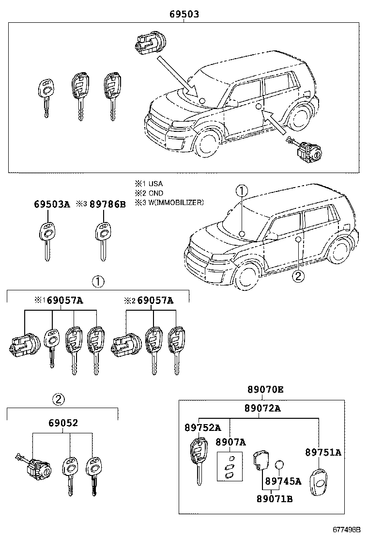  SCION XB |  LOCK CYLINDER SET