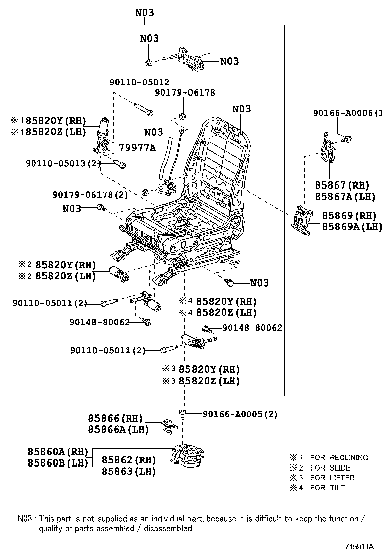  RX350 450H |  FRONT SEAT SEAT TRACK