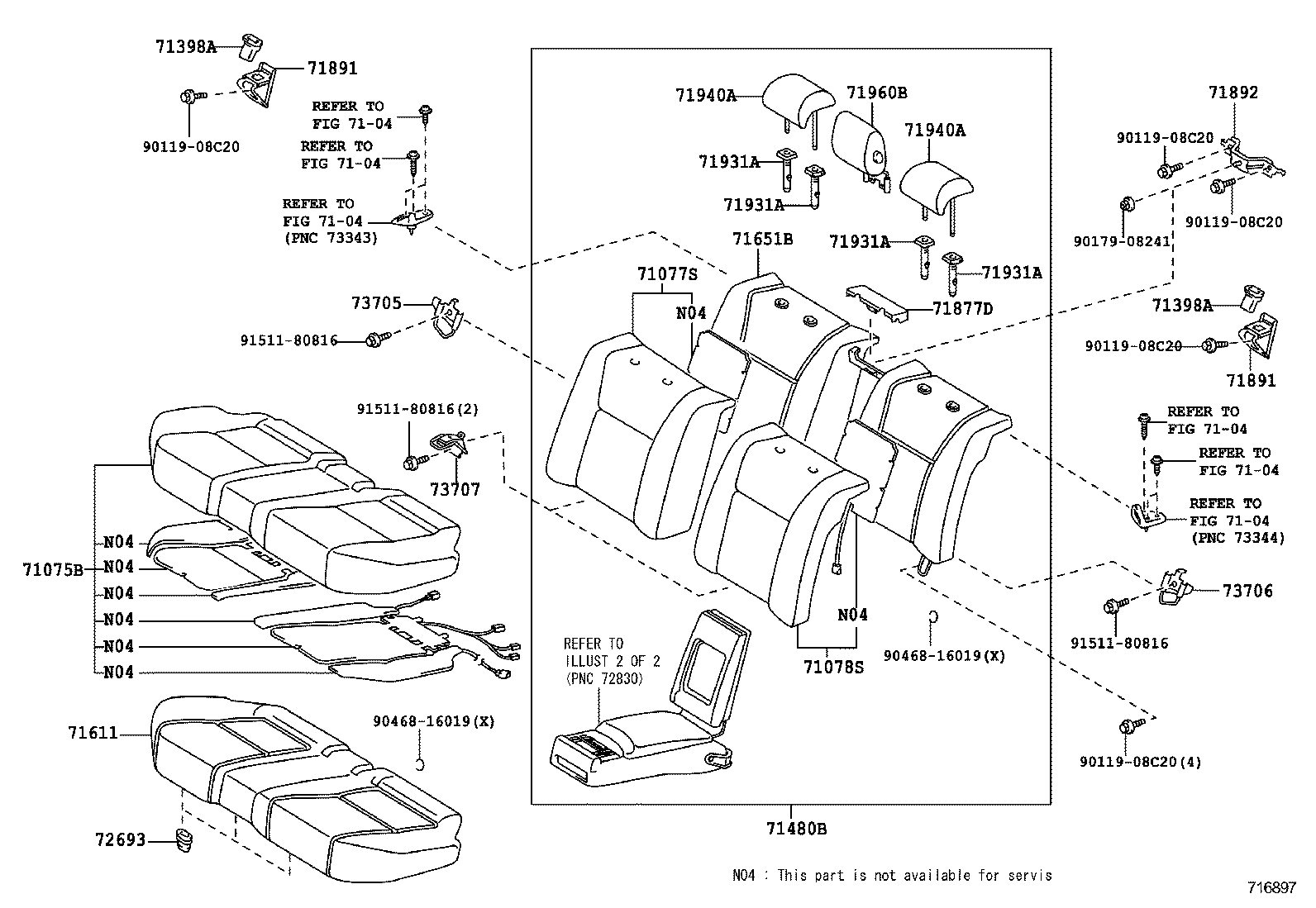  LS460 460L |  REAR SEAT SEAT TRACK