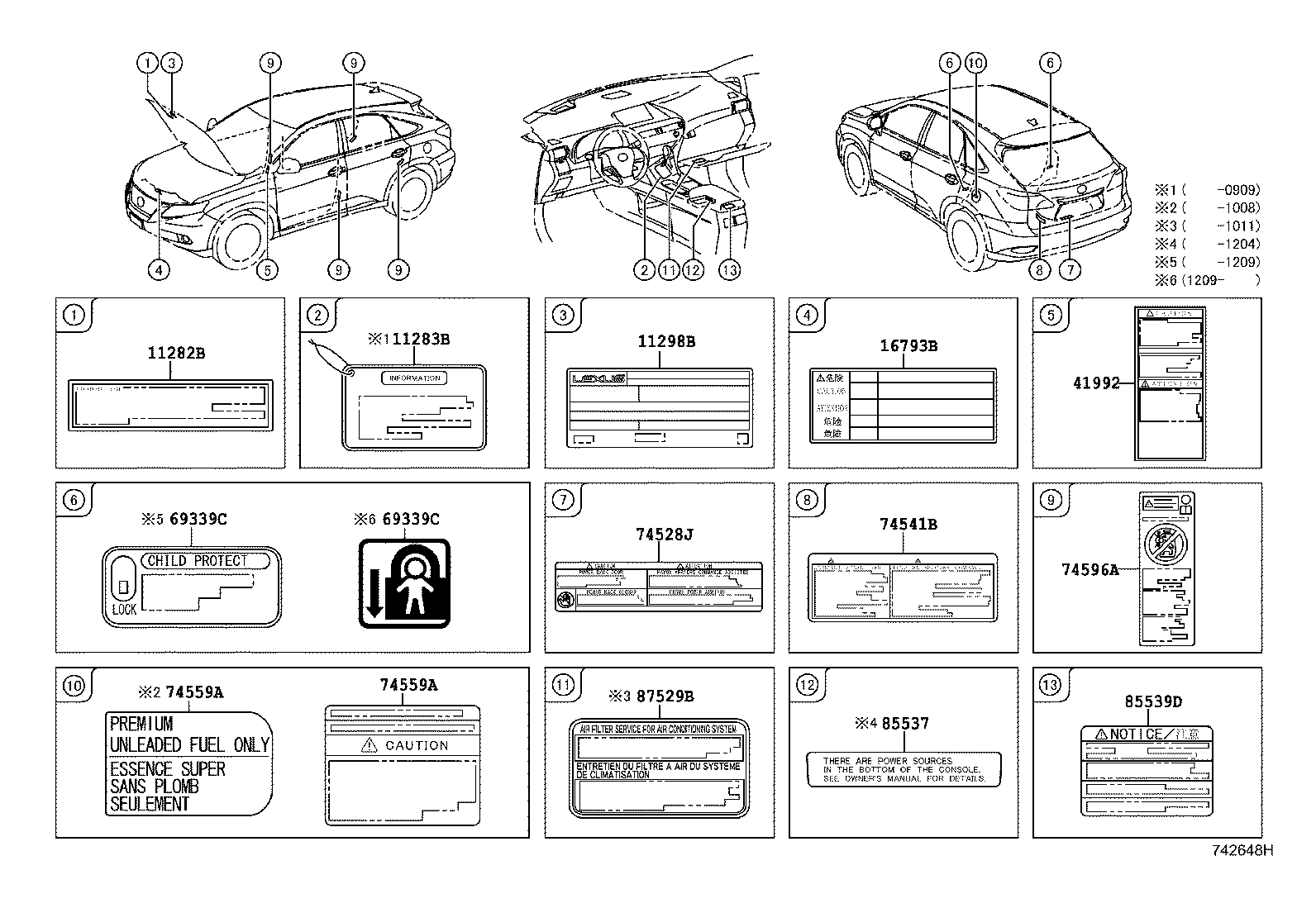  RX350 450H |  CAUTION PLATE EXTERIOR INTERIOR