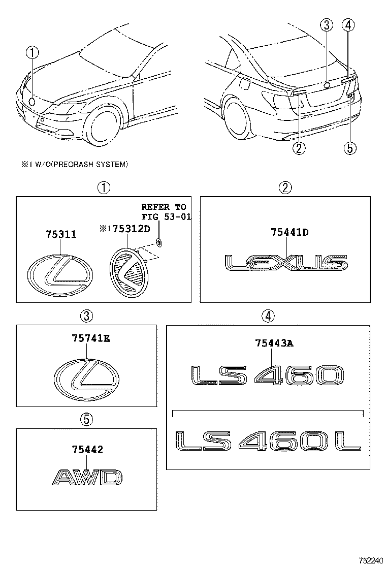  LS460 460L |  EMBLEM NAME PLATE EXTERIOR INTERIOR