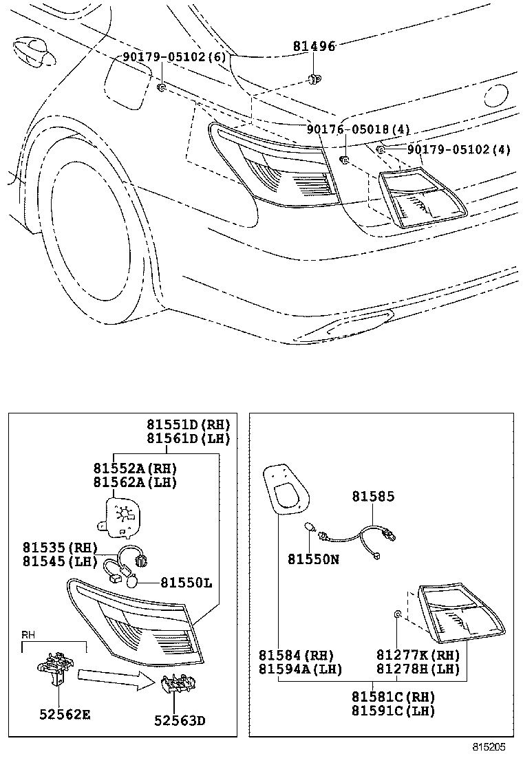  LS600HL |  REAR COMBINATION LAMP