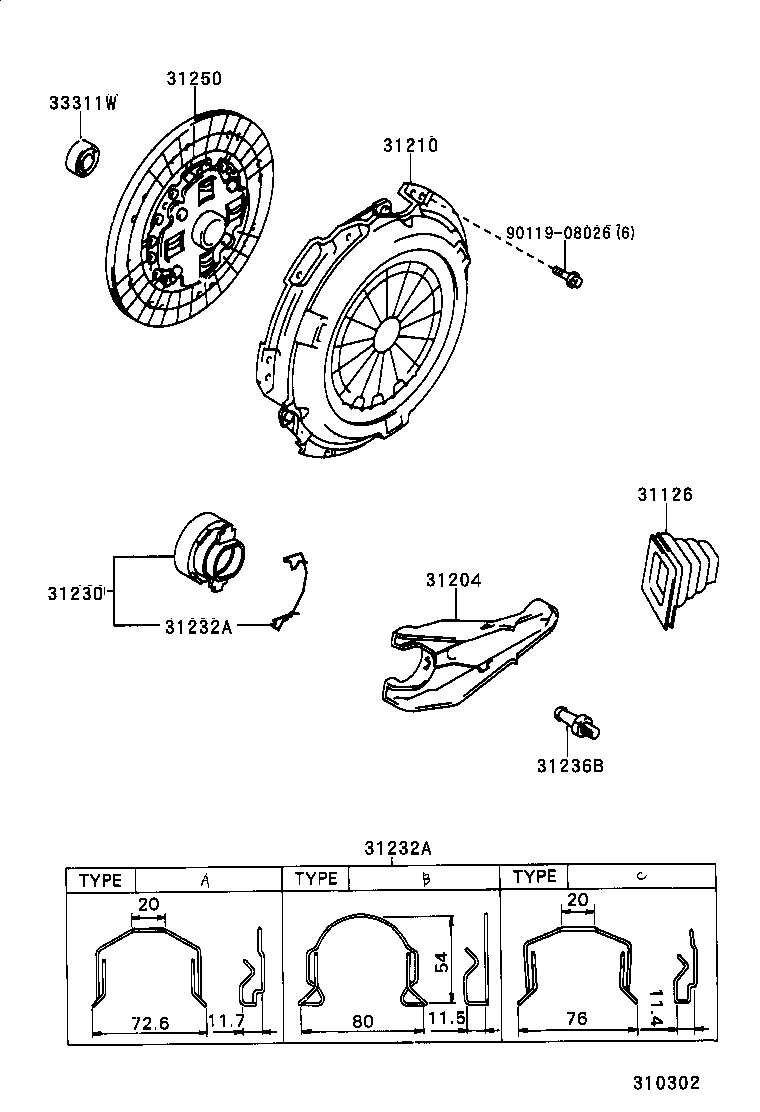  T100 |  CLUTCH RELEASE FORK