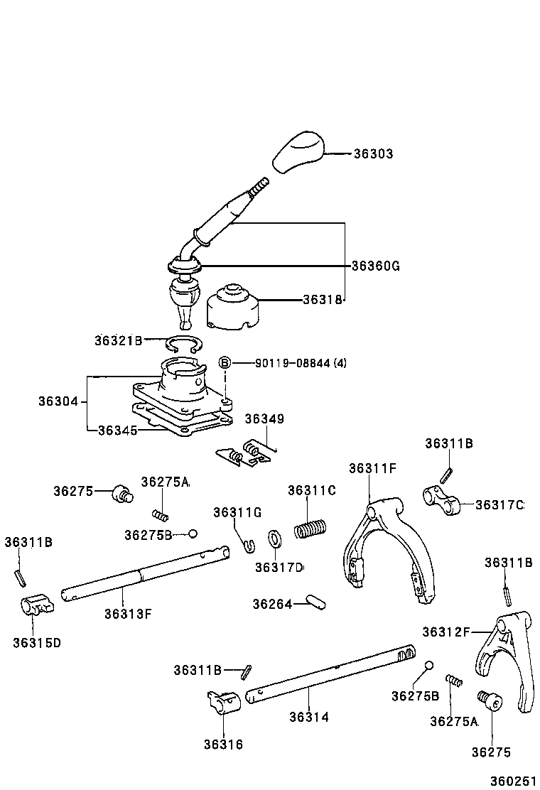  T100 |  TRANSFER LEVER SHIFT ROD