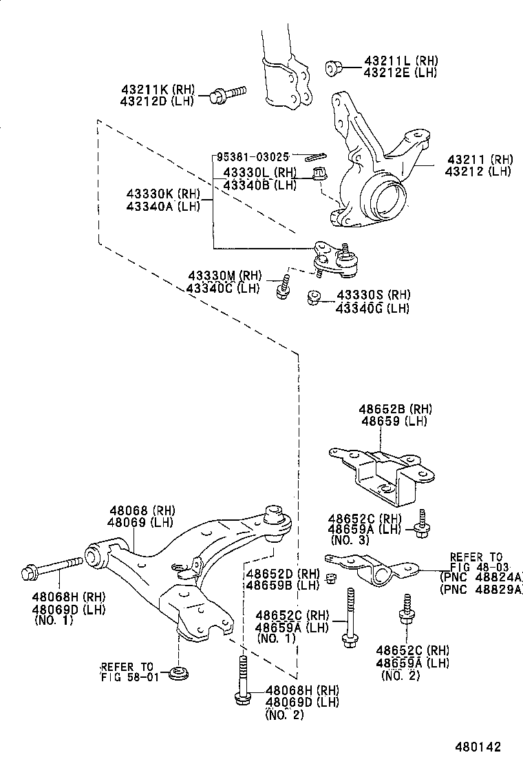  COROLLA NAP SED |  FRONT AXLE ARM STEERING KNUCKLE