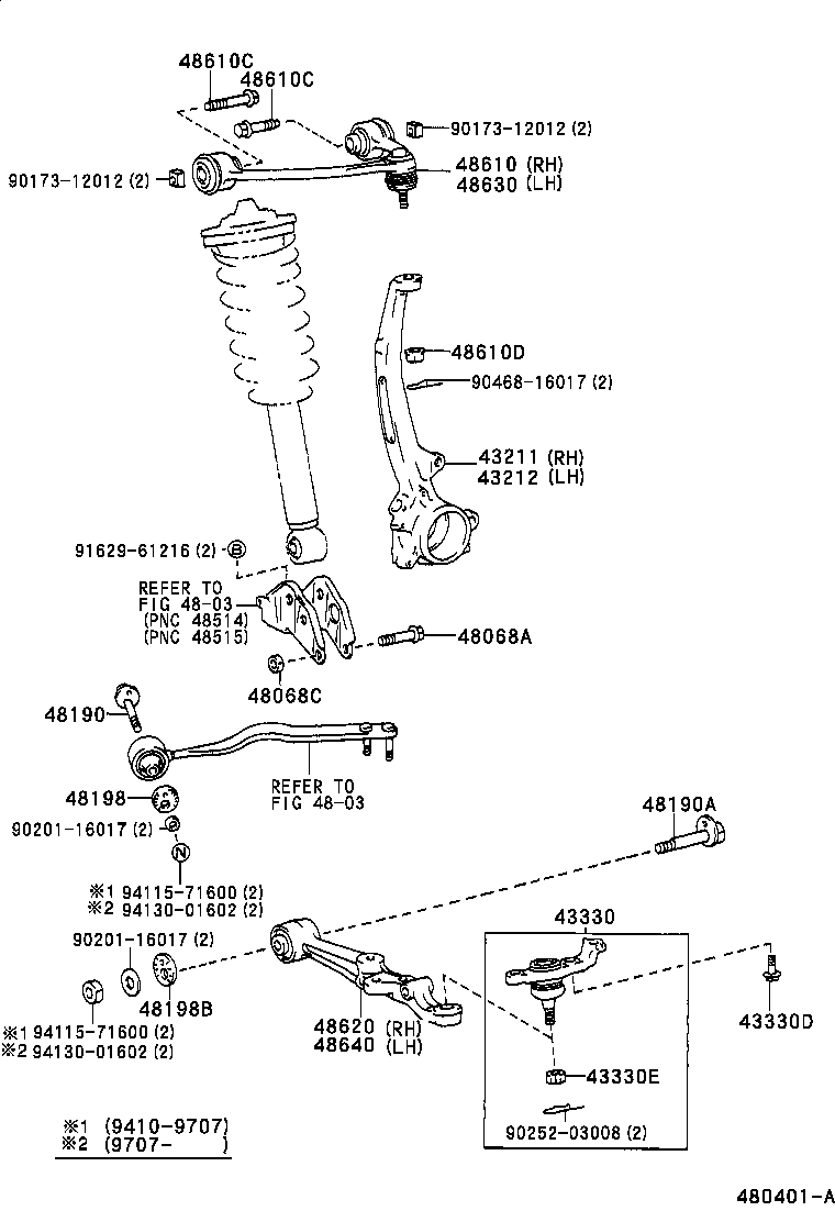  LS400 |  FRONT AXLE ARM STEERING KNUCKLE