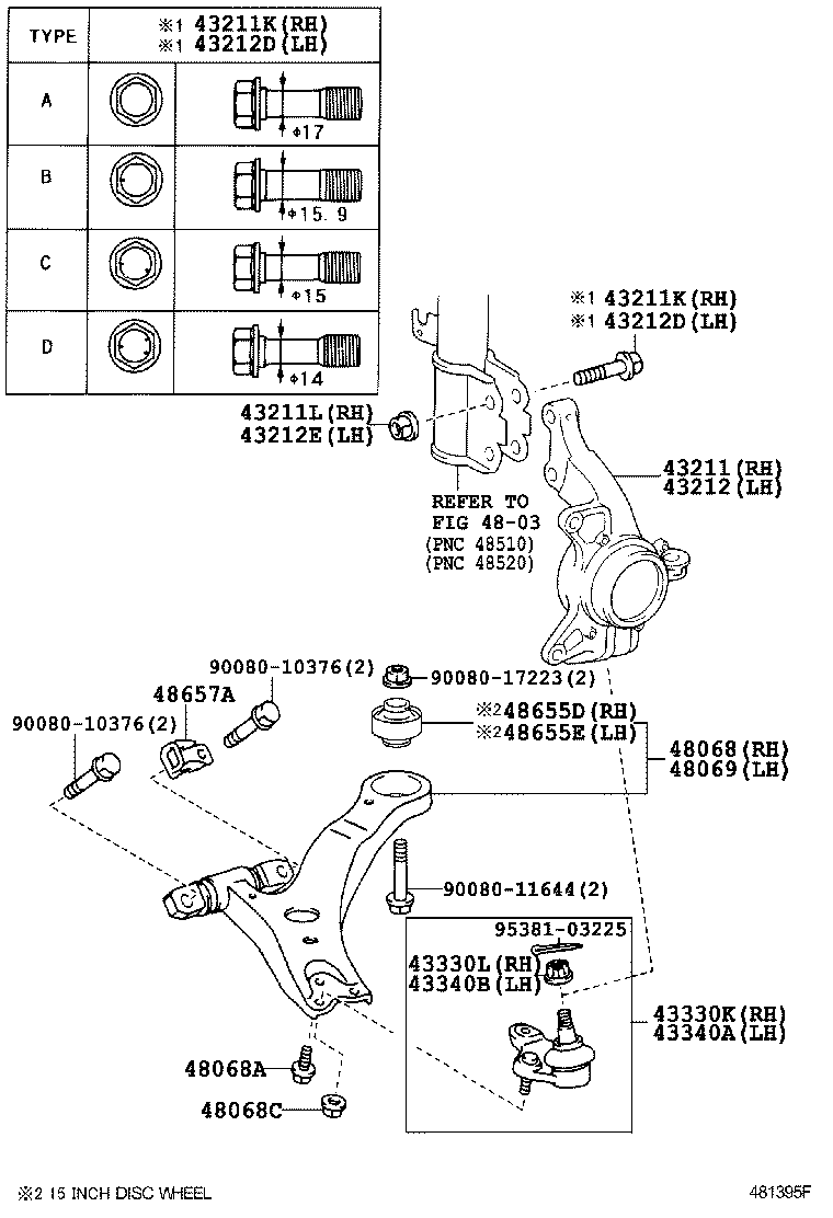  CAMRY NAP |  FRONT AXLE ARM STEERING KNUCKLE