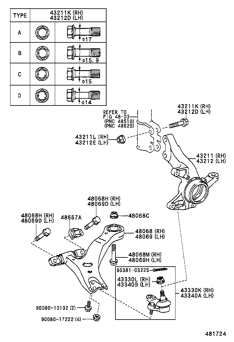  RX330 350 NAP |  FRONT AXLE ARM STEERING KNUCKLE