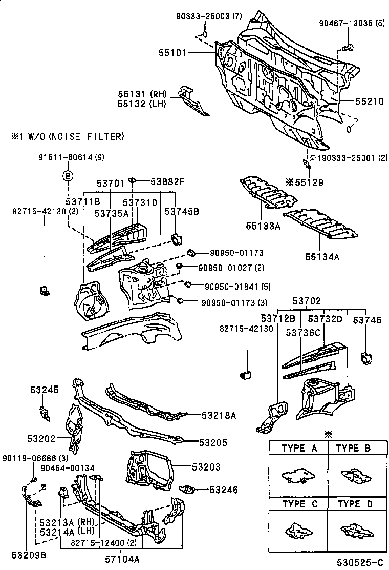  RAV4 EV |  FRONT FENDER APRON DASH PANEL