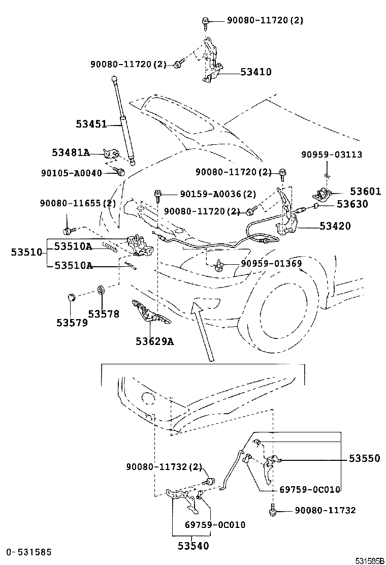  RX330 350 NAP |  HOOD LOCK HINGE