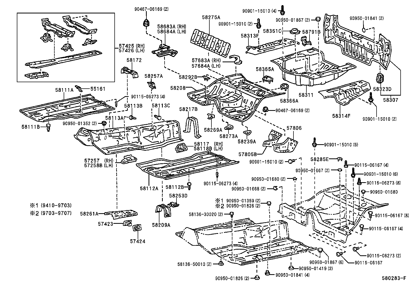  LS400 |  FLOOR PAN LOWER BACK PANEL