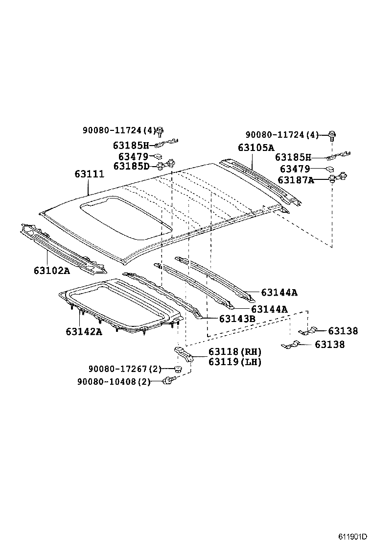  RX330 350 NAP |  ROOF PANEL BACK WINDOW GLASS