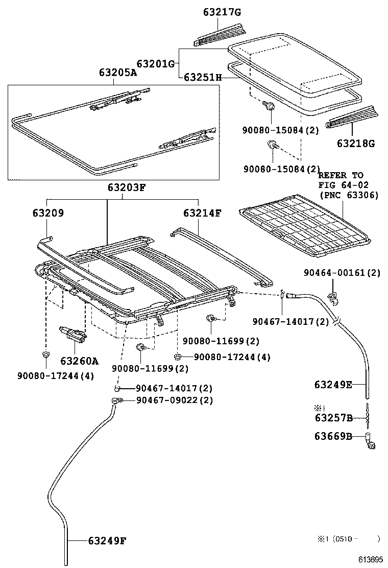  RX330 350 NAP |  ROOF PANEL BACK WINDOW GLASS