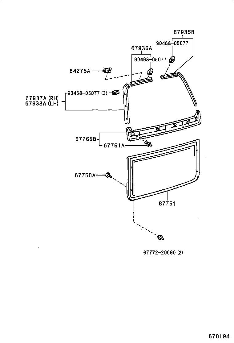  RAV4 EV |  BACK DOOR PANEL GLASS