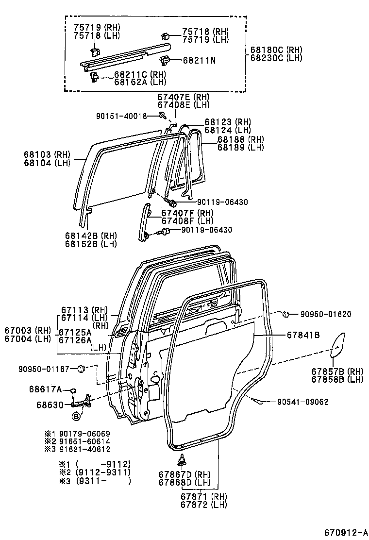  HILUX 2WD |  REAR DOOR PANEL GLASS