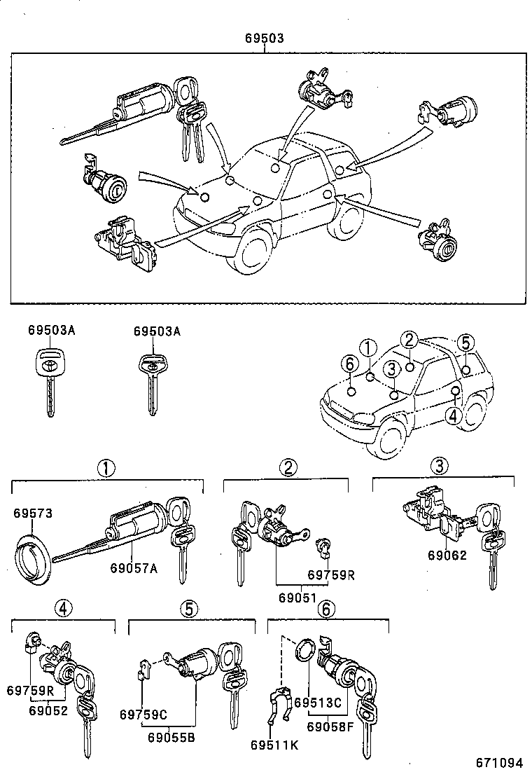  RAV4 EV |  LOCK CYLINDER SET