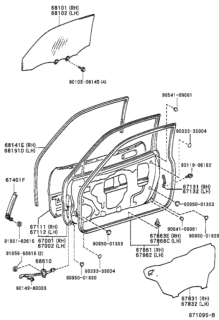  RAV4 EV |  FRONT DOOR PANEL GLASS