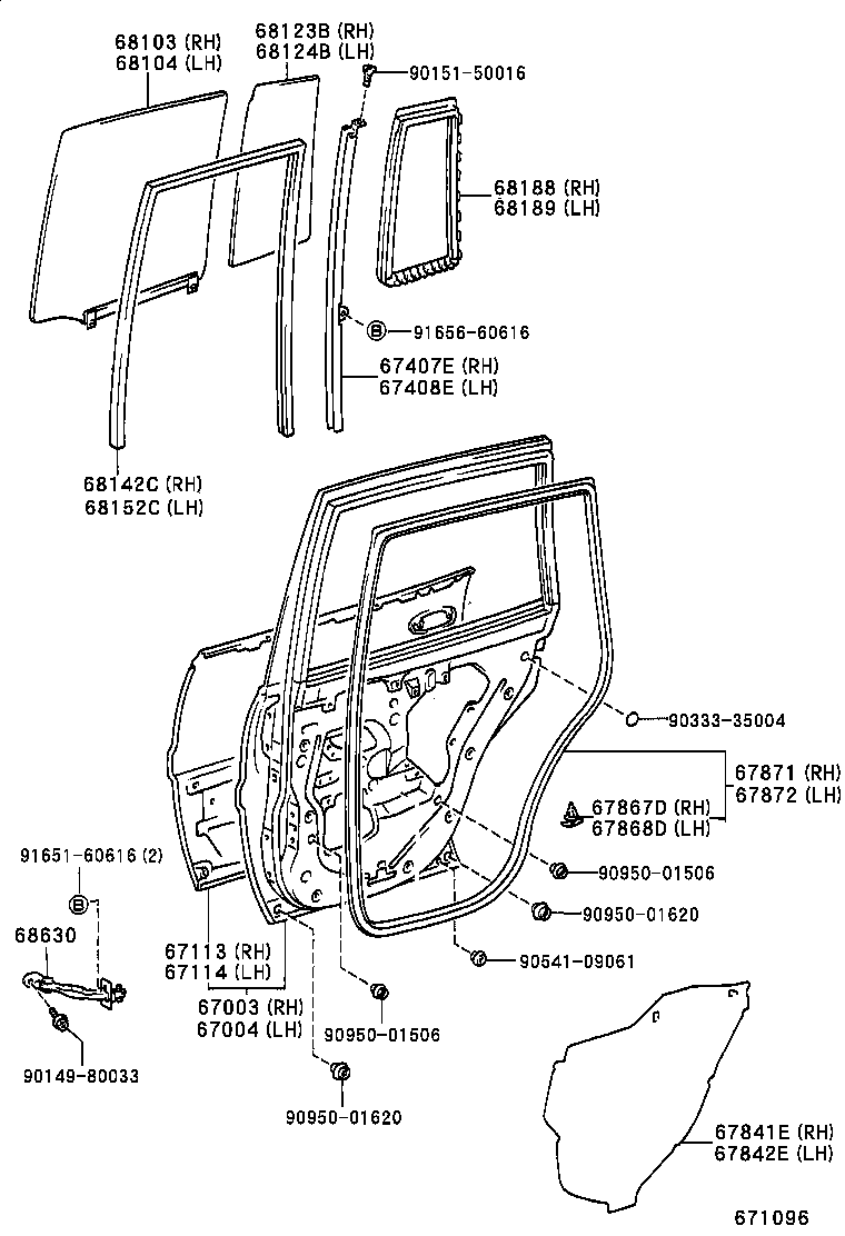  RAV4 EV |  REAR DOOR PANEL GLASS