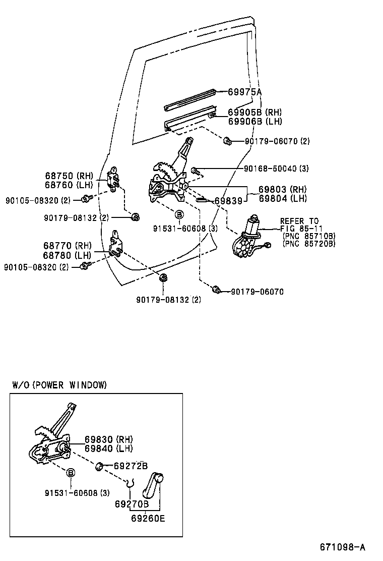  RAV4 EV |  REAR DOOR WINDOW REGULATOR HINGE