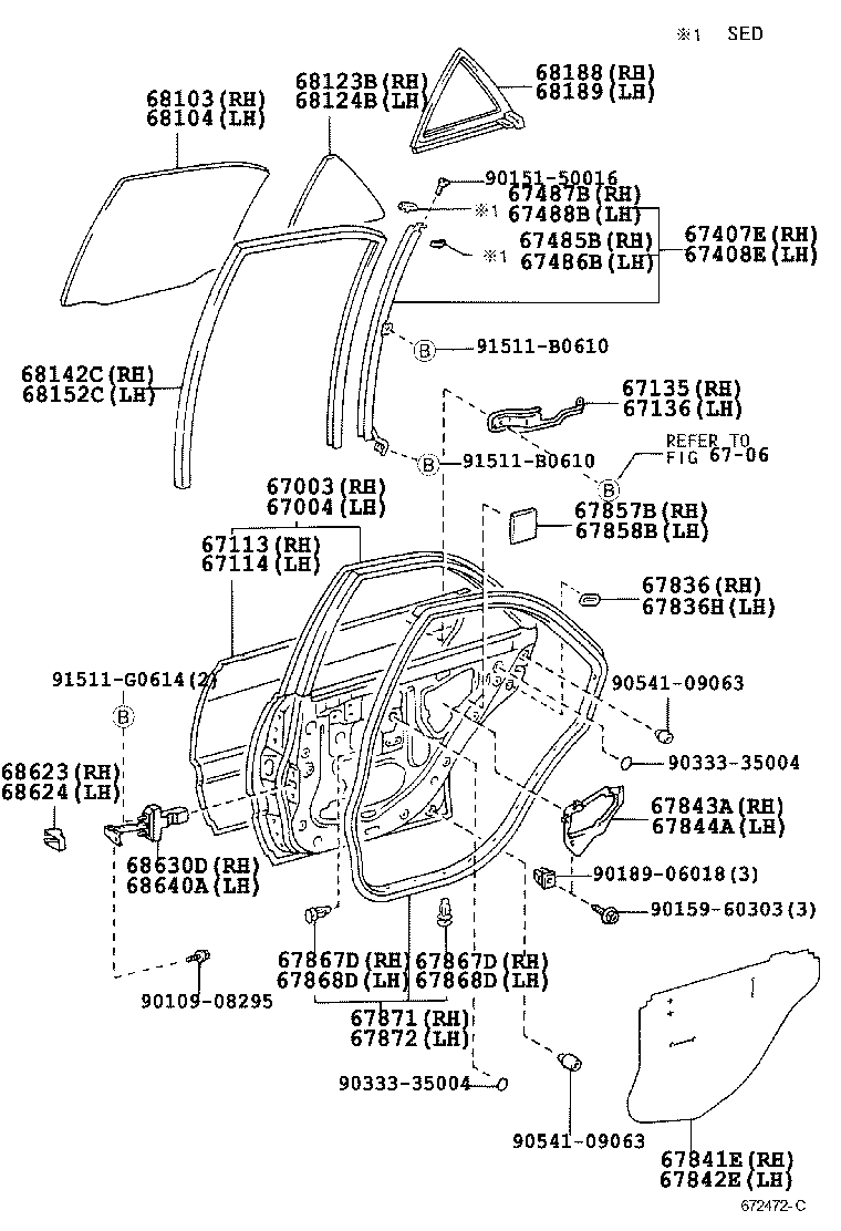  IS300 |  REAR DOOR PANEL GLASS