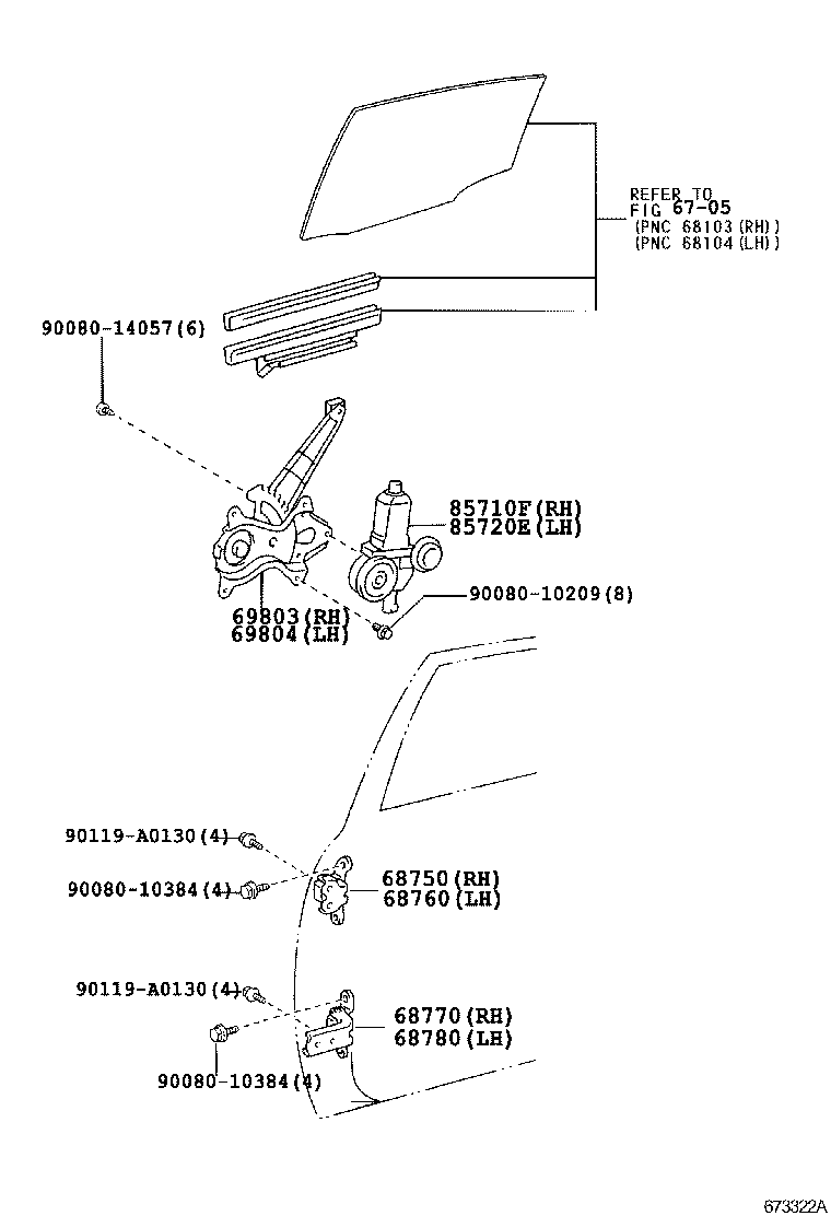  RX330 350 NAP |  REAR DOOR WINDOW REGULATOR HINGE