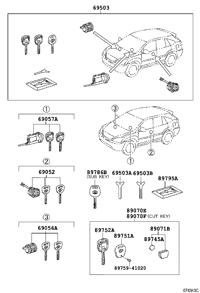  RX330 350 NAP |  LOCK CYLINDER SET