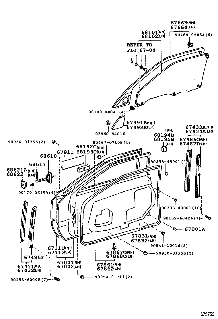  LS400 |  FRONT DOOR PANEL GLASS