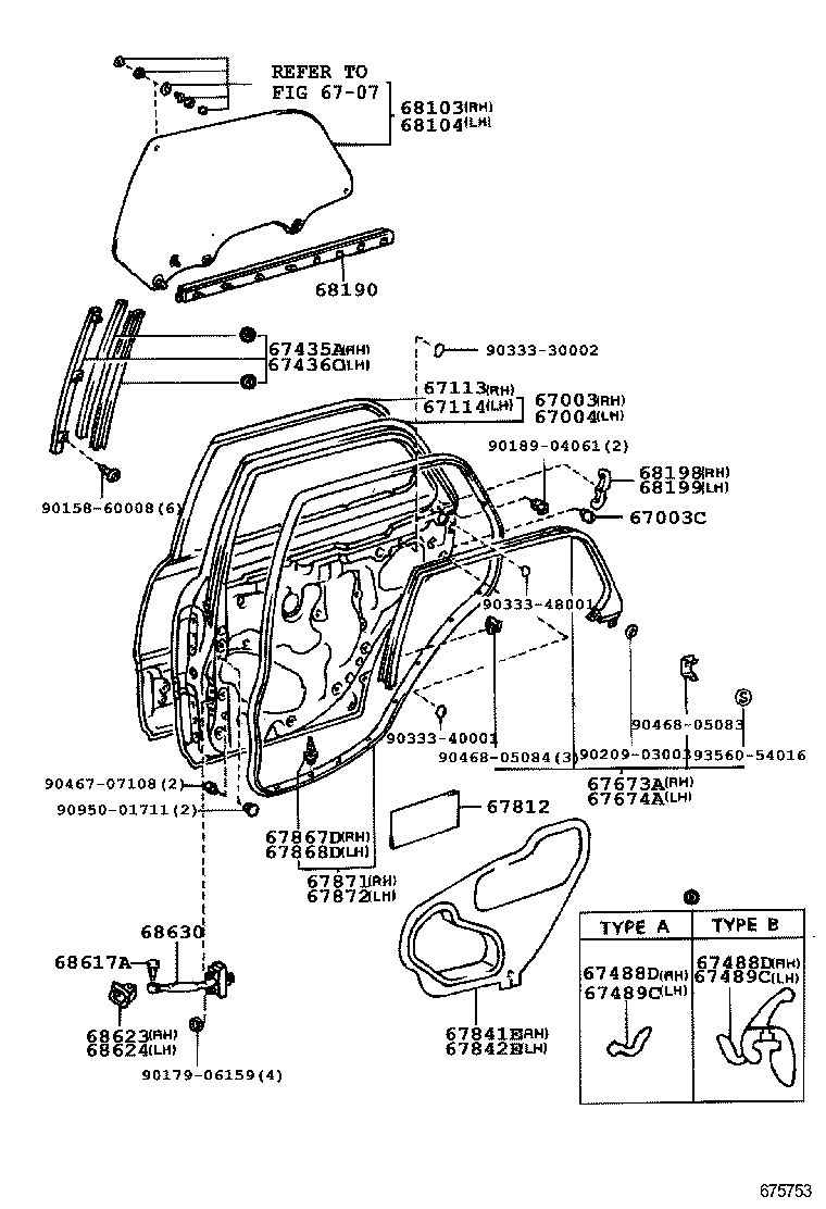  LS400 |  REAR DOOR PANEL GLASS