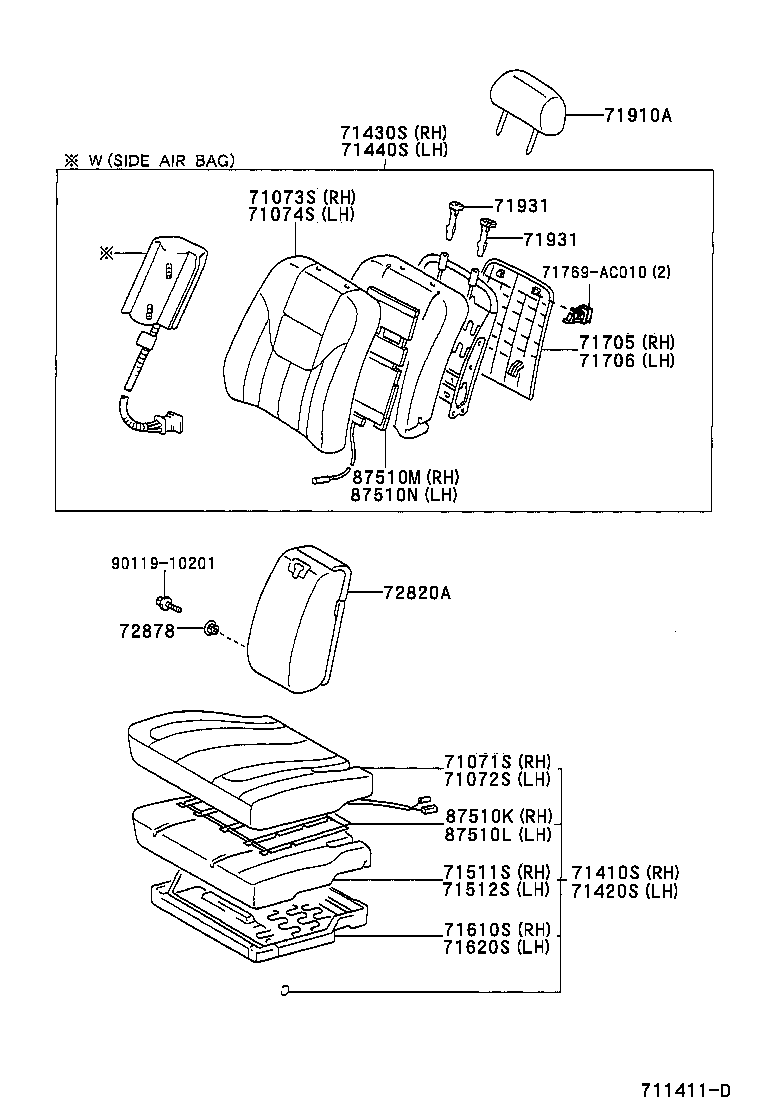  AVALON |  FRONT SEAT SEAT TRACK