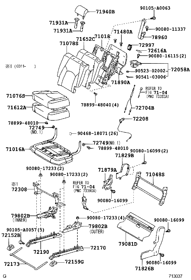  RX330 350 NAP |  REAR SEAT SEAT TRACK