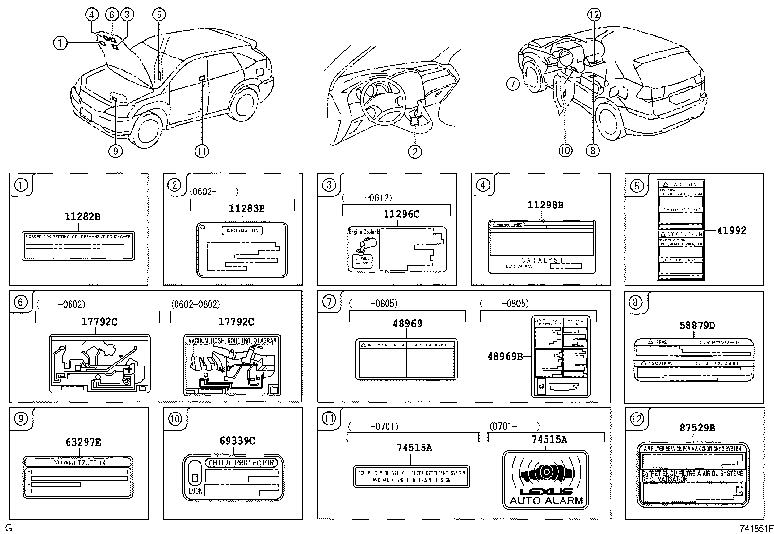  RX330 350 NAP |  CAUTION PLATE EXTERIOR INTERIOR