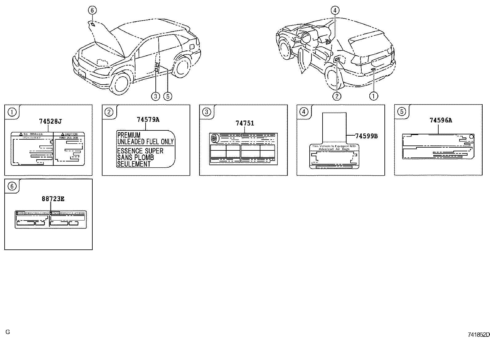  RX330 350 NAP |  CAUTION PLATE EXTERIOR INTERIOR