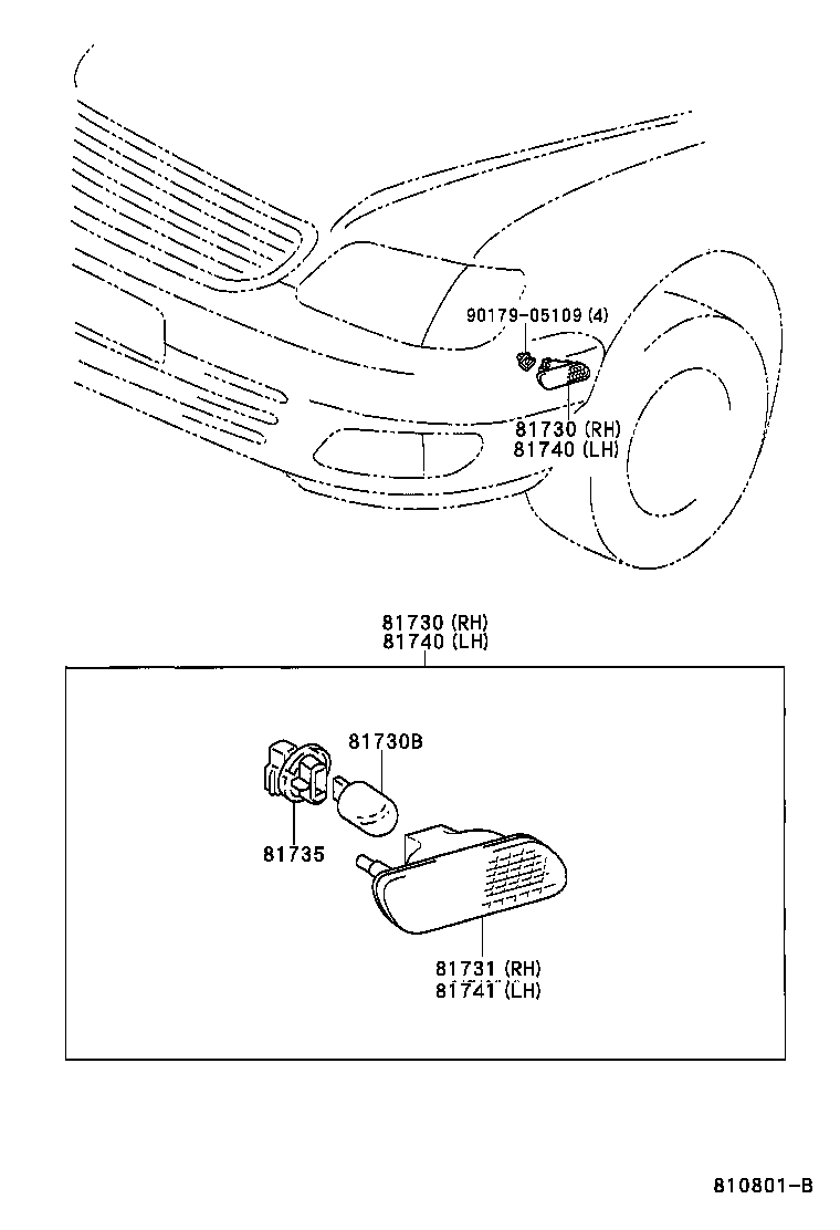  LS400 |  SIDE TURN SIGNAL LAMP OUTER MIRROR LAMP