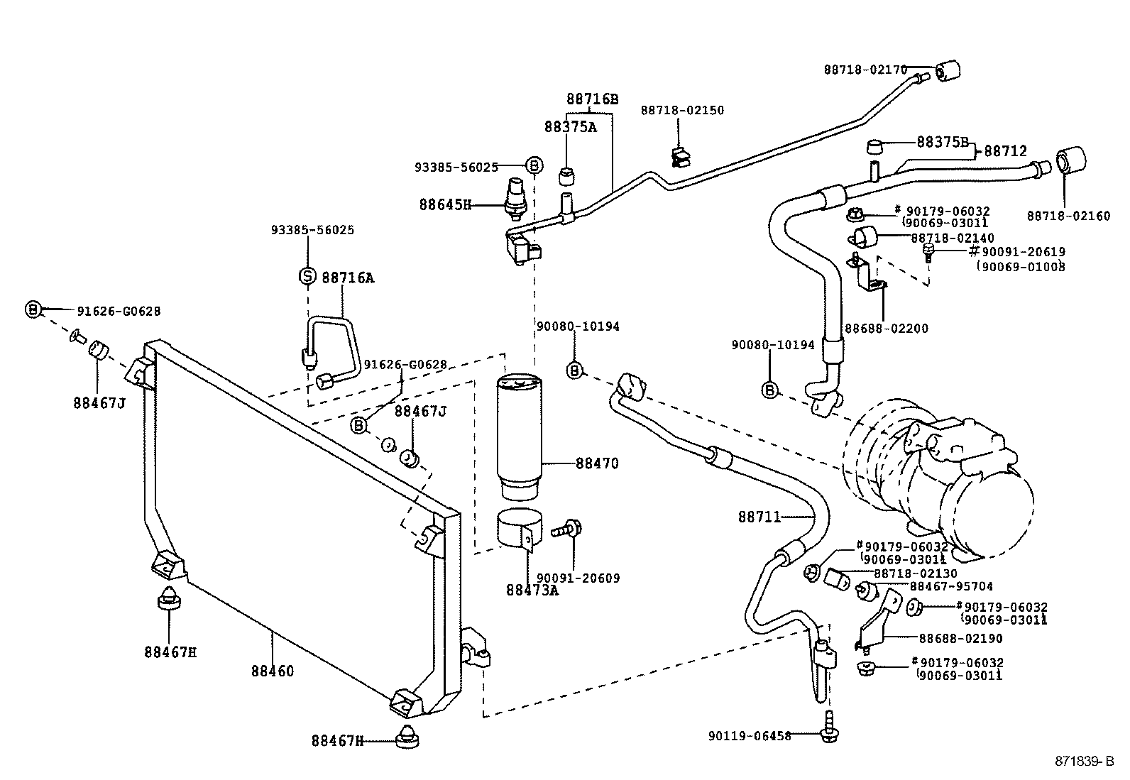  COROLLA NAP SED |  HEATING AIR CONDITIONING COOLER PIPING