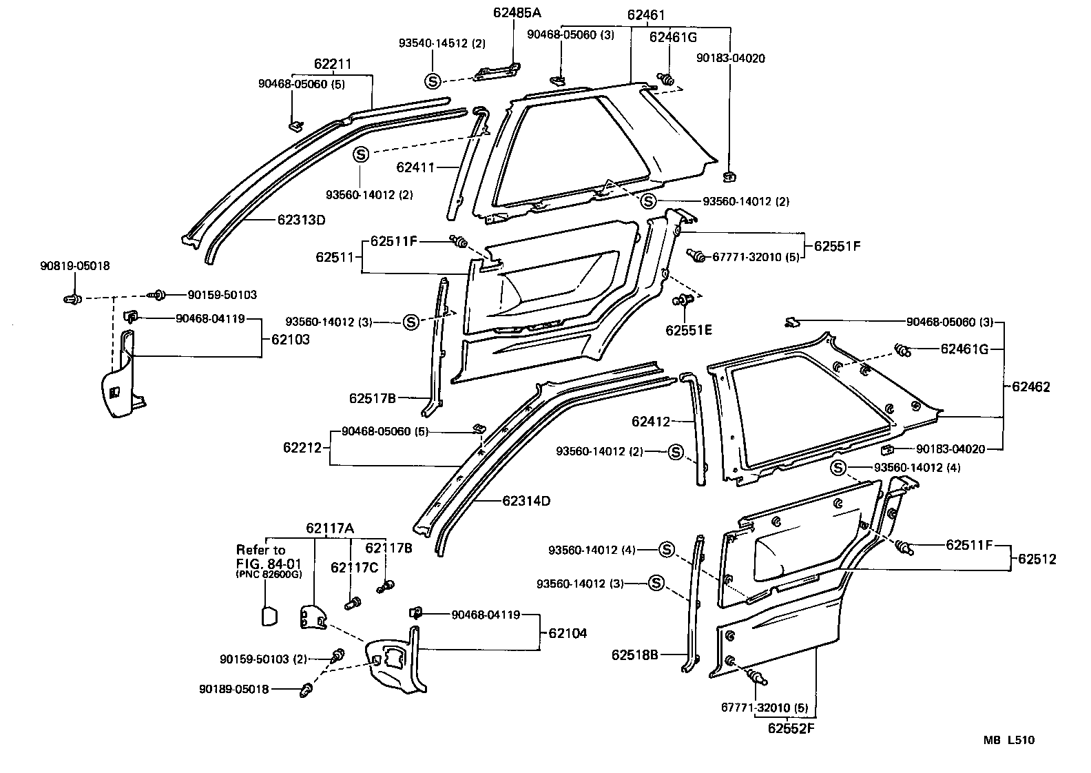  TERCEL |  INSIDE TRIM BOARD DOOR OPENING TRIM MOULDING