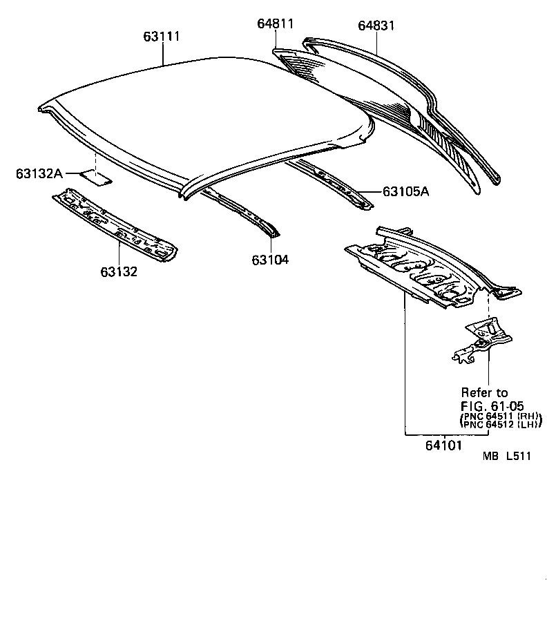  TERCEL |  ROOF PANEL BACK WINDOW GLASS