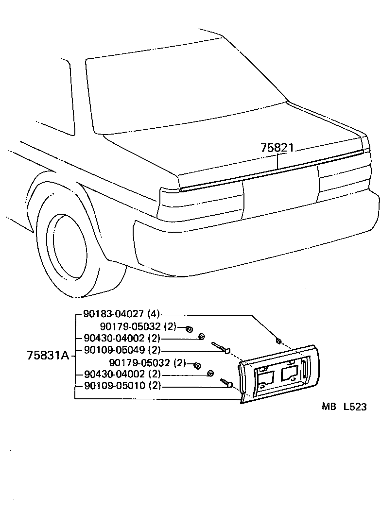  TERCEL |  REAR MOULDING