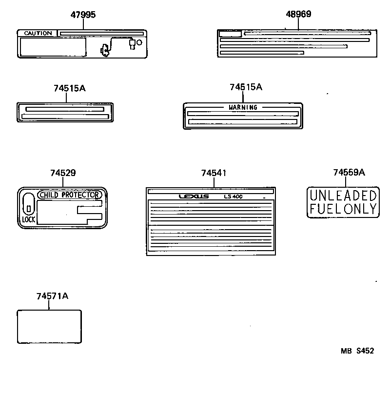  LS400 |  CAUTION PLATE EXTERIOR INTERIOR