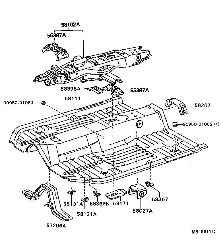  ES250 |  FLOOR PAN LOWER BACK PANEL