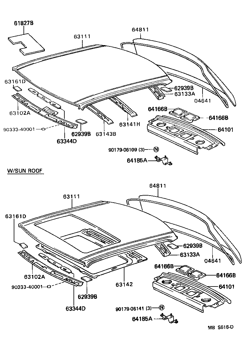  ES250 |  ROOF PANEL BACK WINDOW GLASS