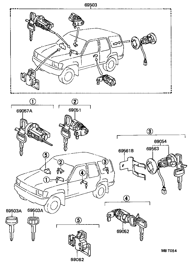  HILUX 2WD |  LOCK CYLINDER SET