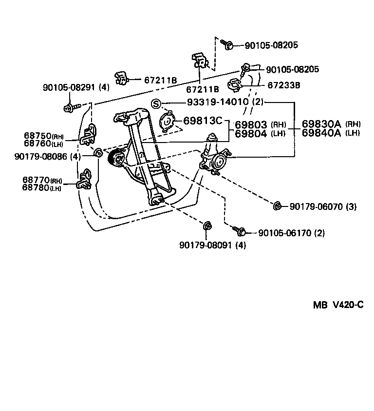  ES300 |  REAR DOOR WINDOW REGULATOR HINGE