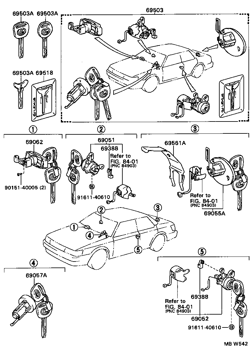  ES250 |  LOCK CYLINDER SET