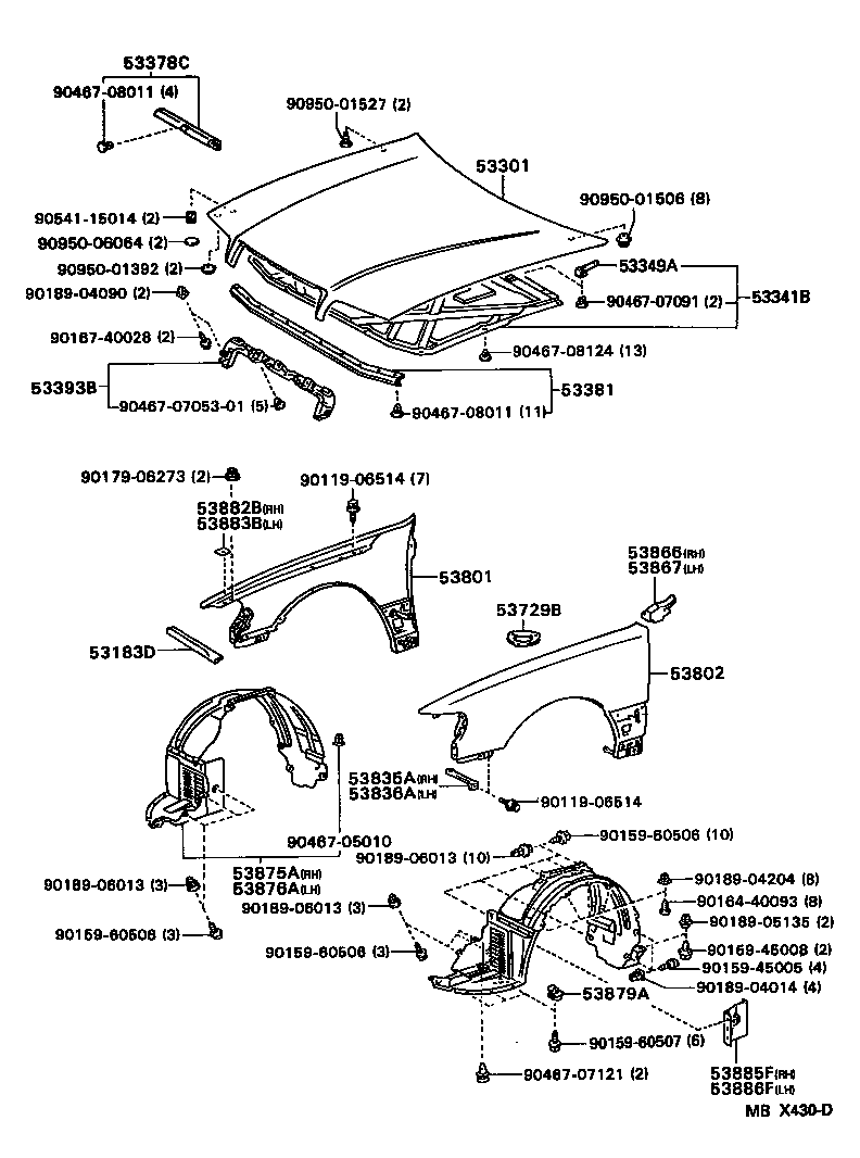  GS300 |  HOOD FRONT FENDER