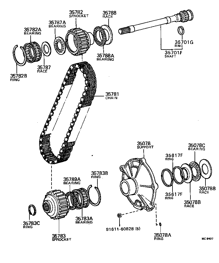  TERCEL |  TORQUE CONVERTER FRONT OIL PUMP CHAIN ATM