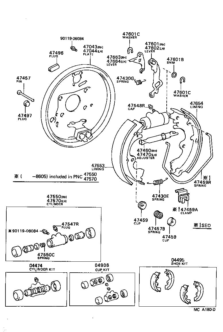  TERCEL |  REAR DRUM BRAKE WHEEL CYLINDER BACKING PLATE