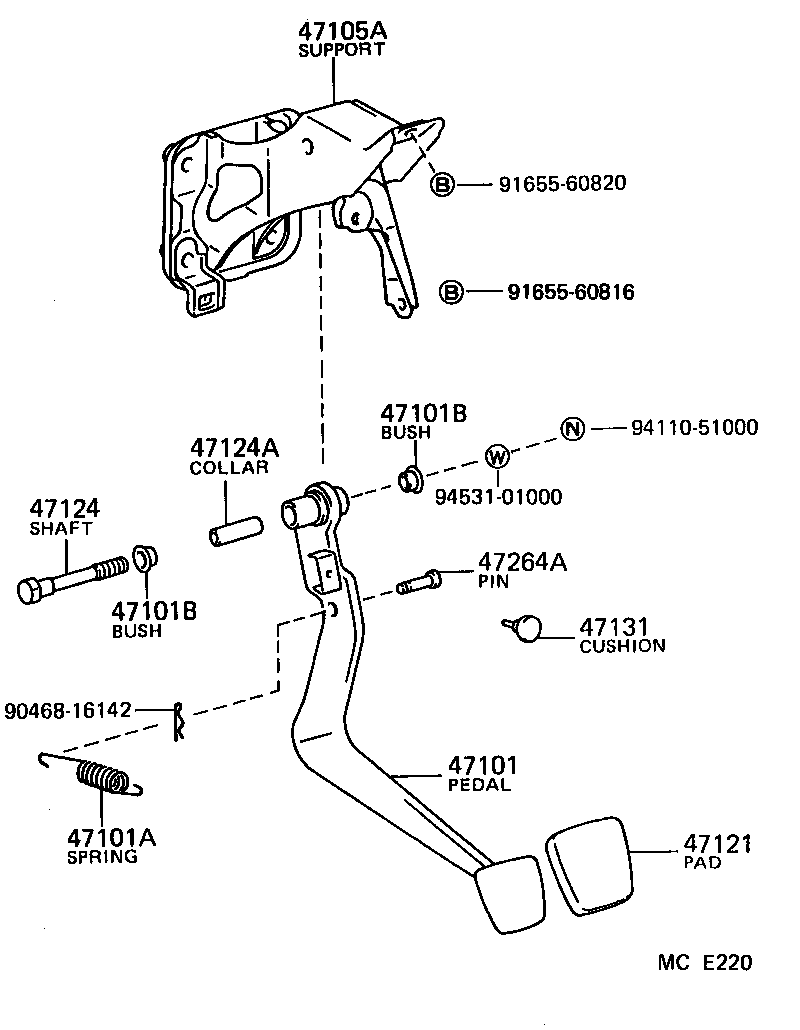  COROLLA FX |  BRAKE PEDAL BRACKET