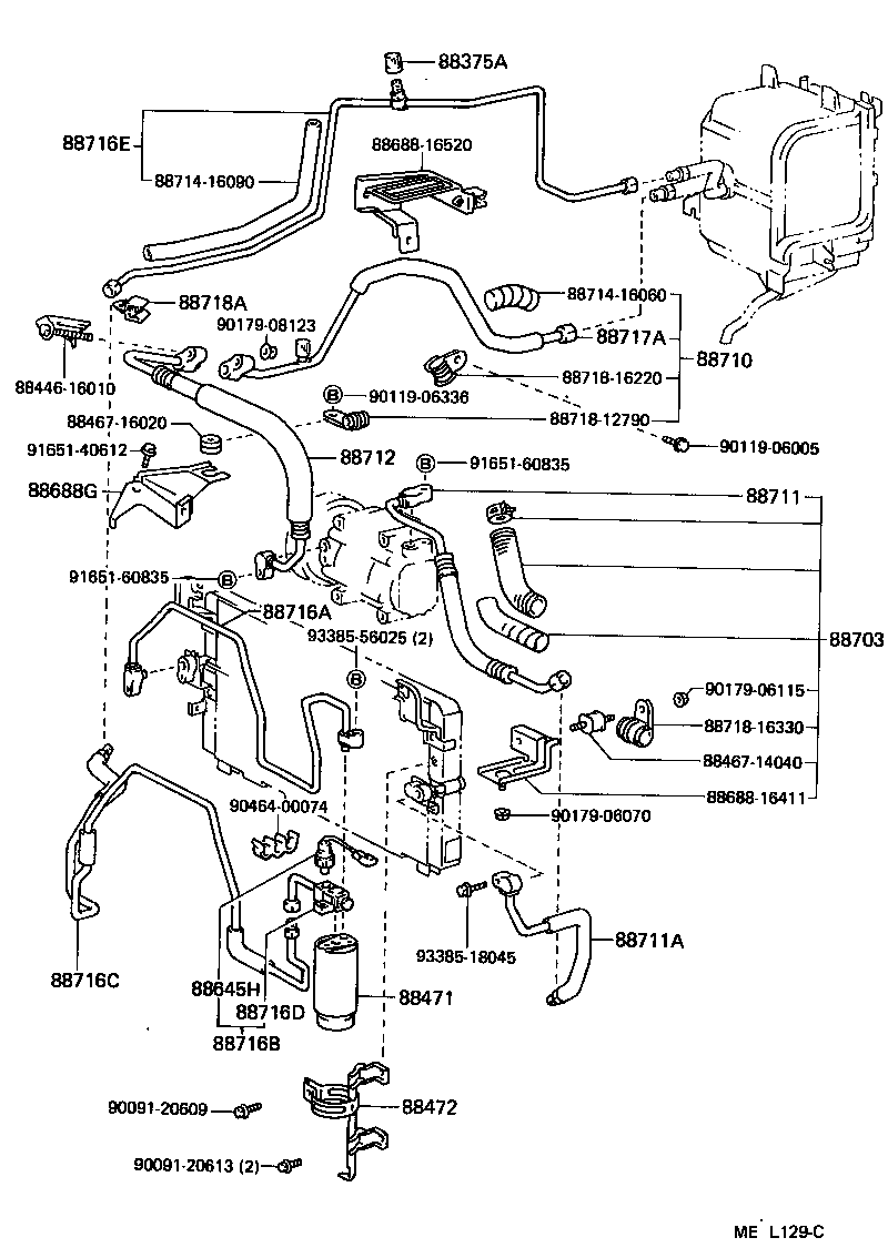  TERCEL |  HEATING AIR CONDITIONING COOLER PIPING