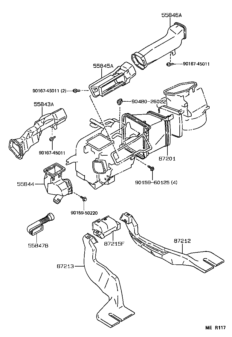  COROLLA WAGON |  HEATING AIR CONDITIONING CONTROL AIR DUCT