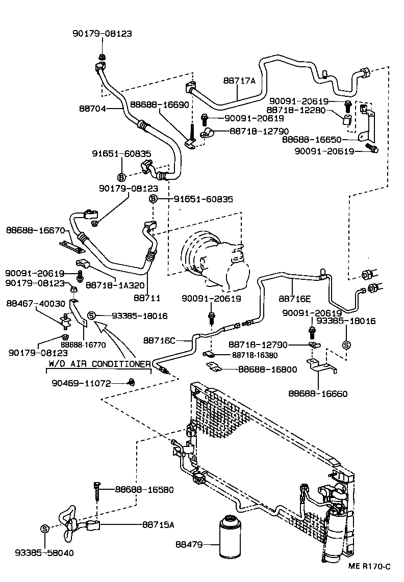  TERCEL |  HEATING AIR CONDITIONING COOLER PIPING